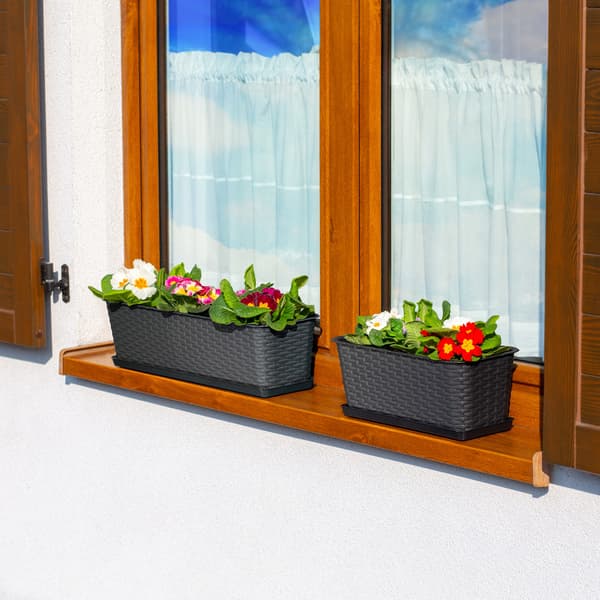 KADAX Balkonkasse Urtepotte med Blomsterfod 40 cm Antracit