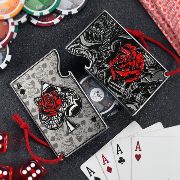 KADAX Flasköppnare Ölflaska Metall Spader Ess Poker Presentkort