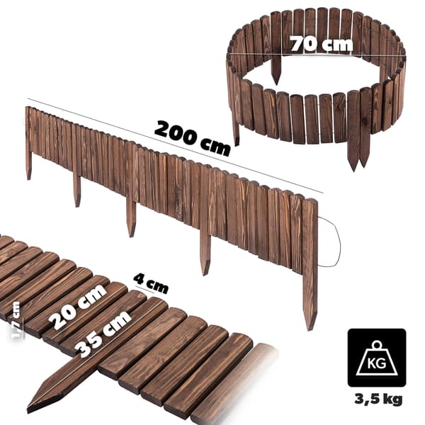 KADAX Płotek rabatowy drew L200 h20 brąz K17396