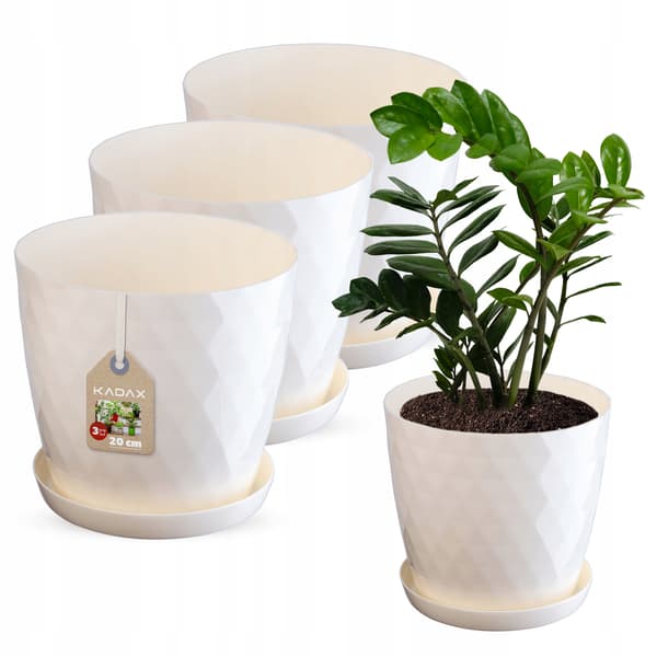 KADAX Urtepotte, Urtepottedæksel, 20 cm, Blomsterfod, Cremefarvet Plast, 3 stk.