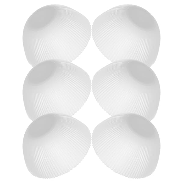 KADAX salatskål 15 cm glas til suppe, snacks, hvid, rillet, sæt med 6