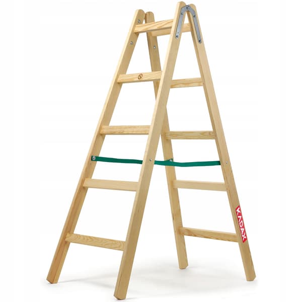 KADAX Træmalestige, 2x5 trin, stabil, dobbeltsidet, 150 kg
