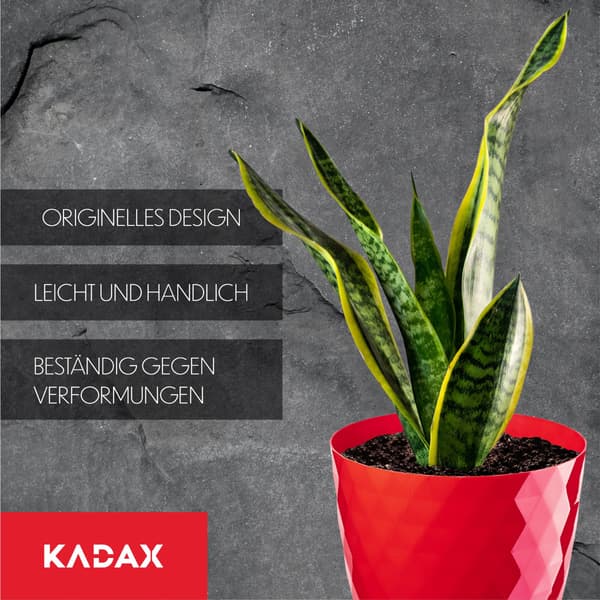 KADAX Plastik Urtepotte med Stativ, Urtepottedæksel, 14cm, Rød, Kadax