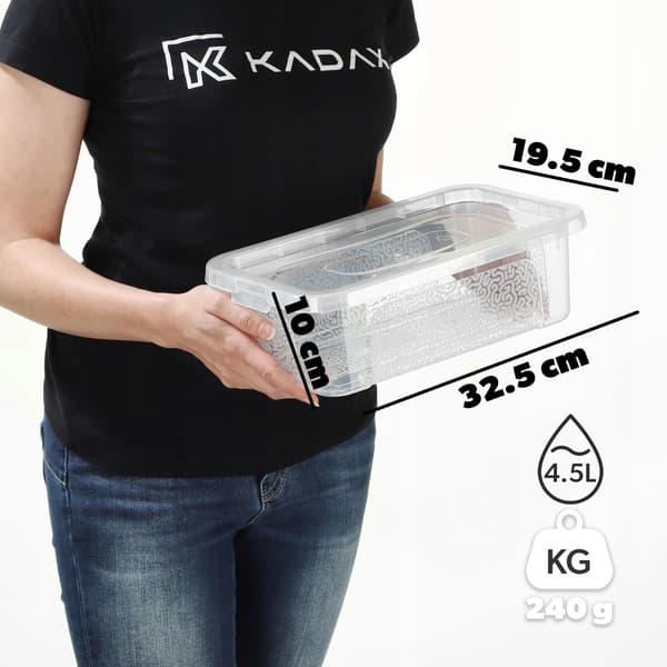 KADAX 4,5L plastbehållare med lock, transparent, låsbar, organizerbox