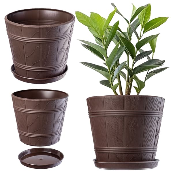 KADAX Blomkruka 30cm Träliknande Lock Plast Blomställ