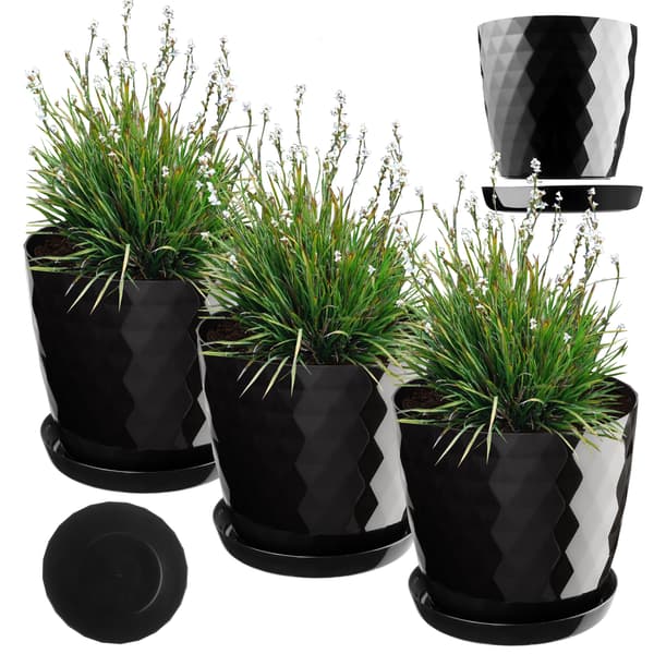 KADAX Blomkruka, Planter, Lock, 20 cm, Blomställning, Svart Plast, 3 st.