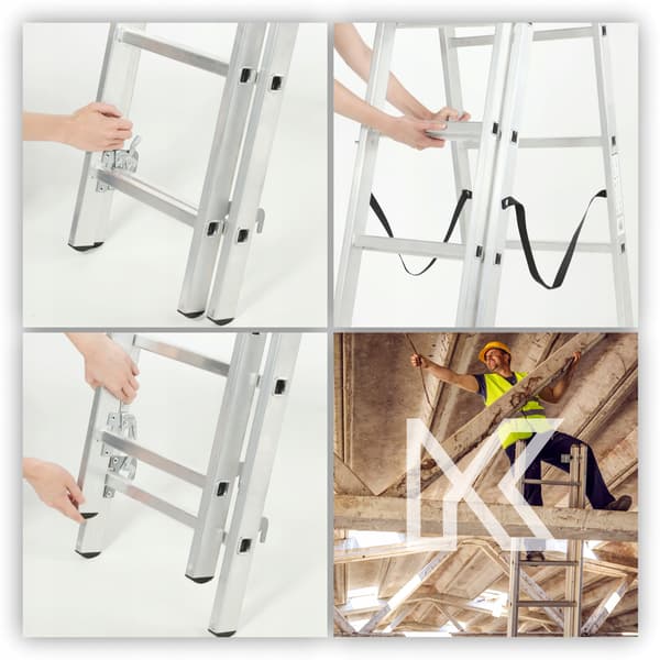KADAX Aluminiumsstige Universal 3x6 Foldbar Dobbeltsidet Stærk + Krog