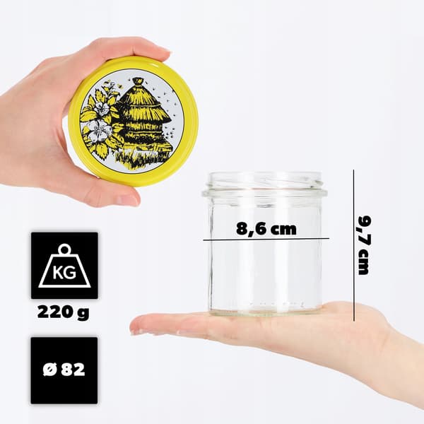 KADAX Avila muurauspurkit 350ml 10kpl 82mm + "Bees" kannet