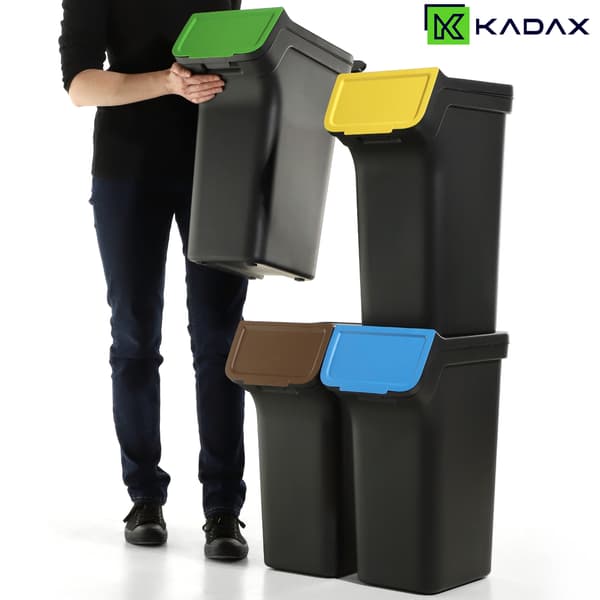 KADAX Affaldsbeholder 25L Affaldssorteringsbeholder Sort Spand 4 stk.