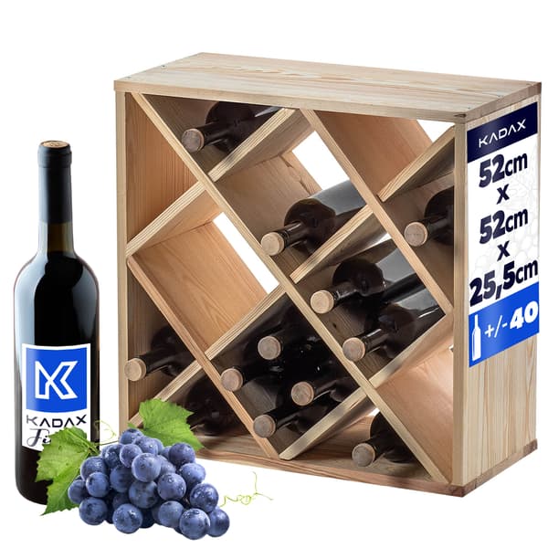 KADAX viinipulloteline puinen jalusta 24 pullolle alkoholikaappi hylly olohuoneeseen 52 cm