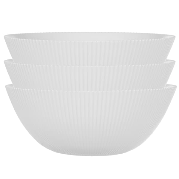 KADAX Salladsskål 20 cm Glas För Soppsnacks Vit Räfflad Set med 3