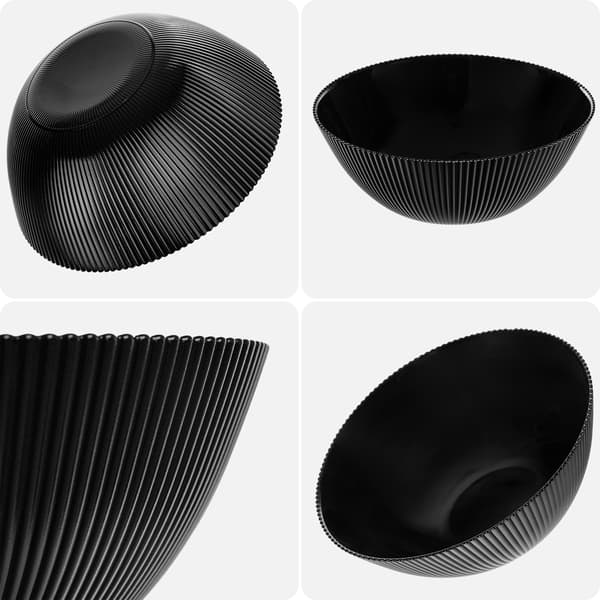 KADAX salatskål 20 cm glas til suppe, snacks, forretter, sort, rillet