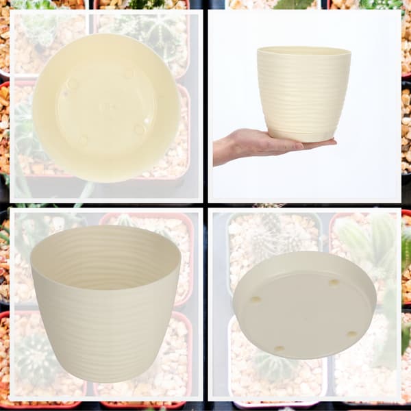 KADAX Urtepotte 15cm Rund Plastik Urtepotte Creme