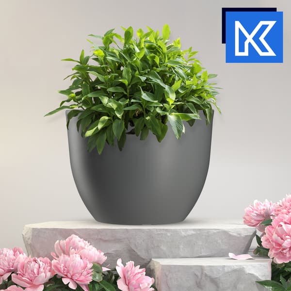 KADAX Urtepotte Have Urtepotte Låg Rund 35 cm Grå