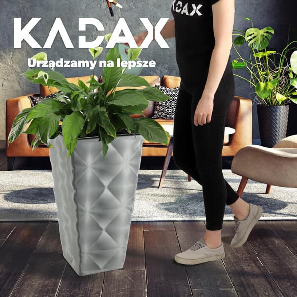 KADAX Stor Høj Havepotte med Blomsterindsats til Terrasse 56cm Grå