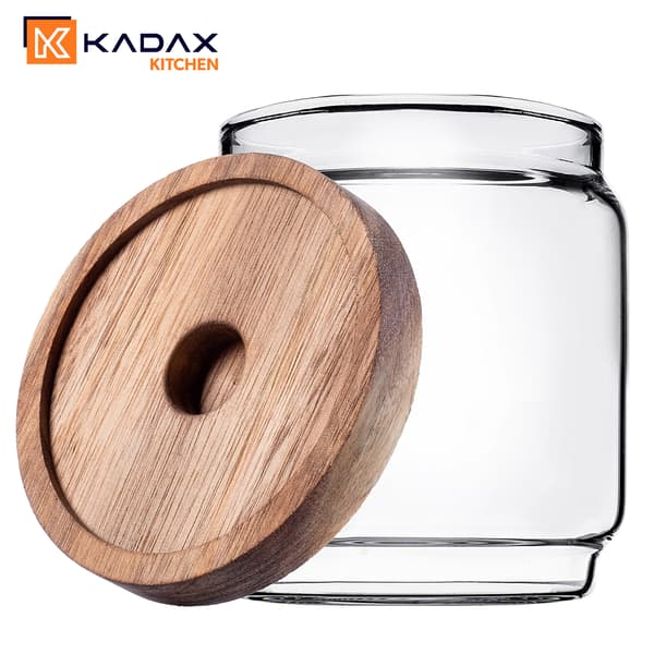 KADAX Glasbehållare för kryddor och örter med lock, burk 450ml