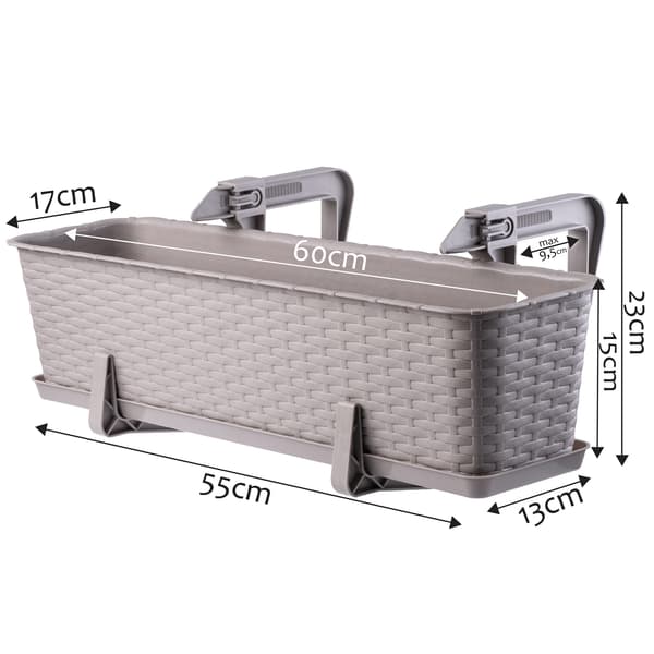 KADAX Balkonkasse Urtepotte Urtepotte med Stativ til Blomster Balustrade 60 cm