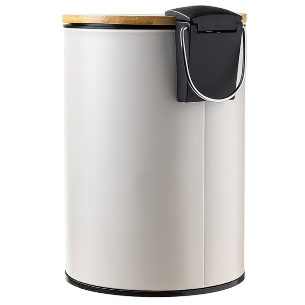 KADAX Liten 3L Badrumsavfallskorg i bambu med pedal, Beige Matt