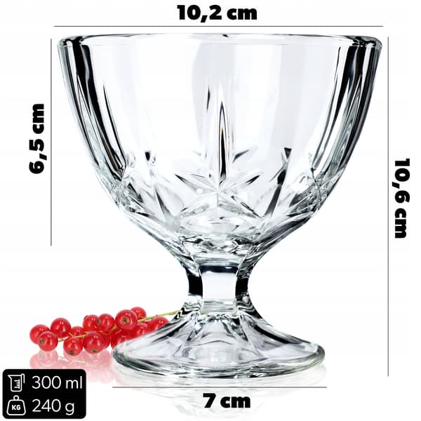 KADAX lasiset jäätelökupit, 300 ml, 6 kpl