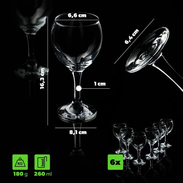 KADAX Röd- och Vitvinsglas 260 ml Set med 6 glas