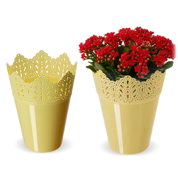 KADAX Blomkruka, Blomkruka, Lock, Hög Plastblomkruka, 14,5 cm, Gul