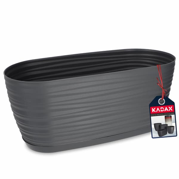 KADAX Urtepotte 27cm Oval Plastik Urtepotte Antracit