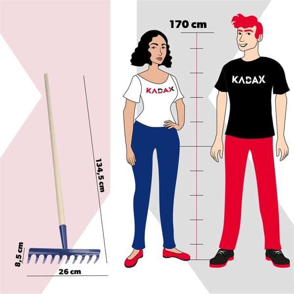 KADAX Haverive med træskaft 135 cm hærdet 10-tænders rive