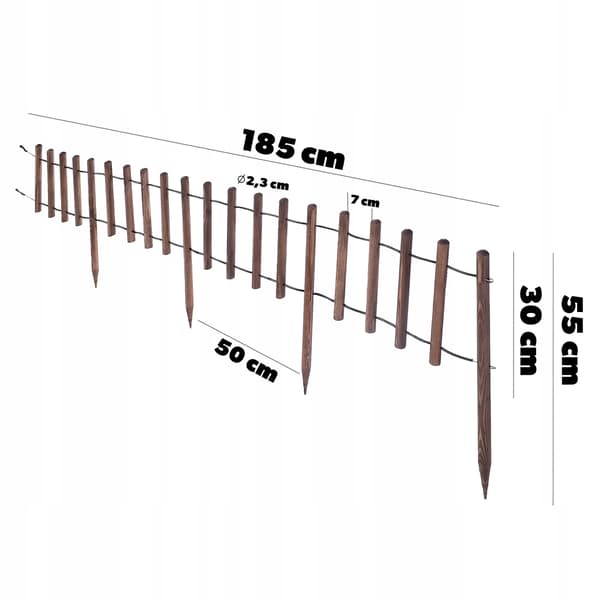 KADAX Havepalisade 185 cm havekant træhegn brun