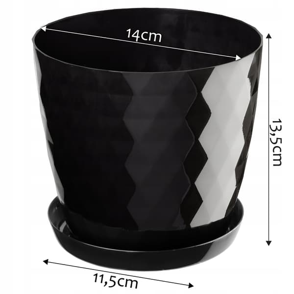 KADAX Plastik Urtepotte med Stativ, Urtepottedæksel, 14cm, Sort, Kadax
