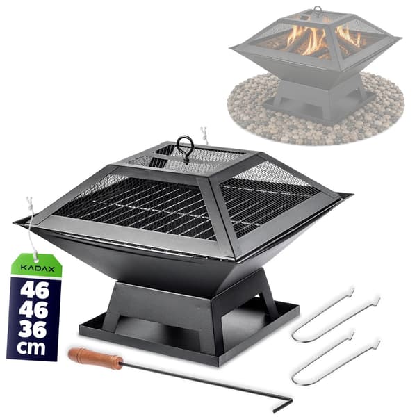 KADAX Trädgårdskolgrill, Eldstad, Grill med Gallerskydd, 46 cm