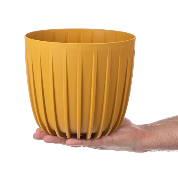 KADAX Urtepotte Urtepottedæksel 20 cm Rund Plastik Blomsterfod Gul