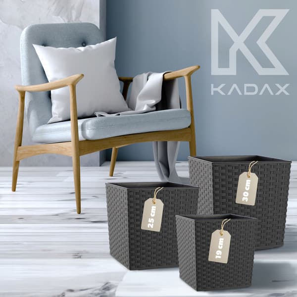 KADAX Urtepotte, Urtepotte, 30 cm, Grå Plastlåg, Med Indsats