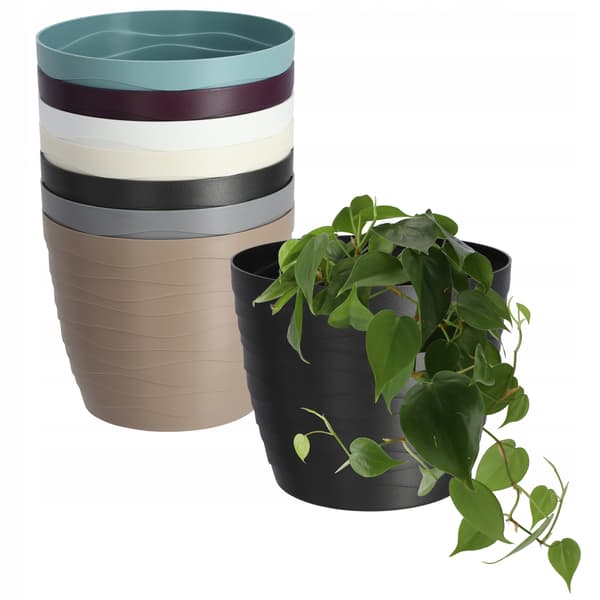 KADAX Urtepotte Plastikpotte til Blomster og Planter Sort Rund 19 cm
