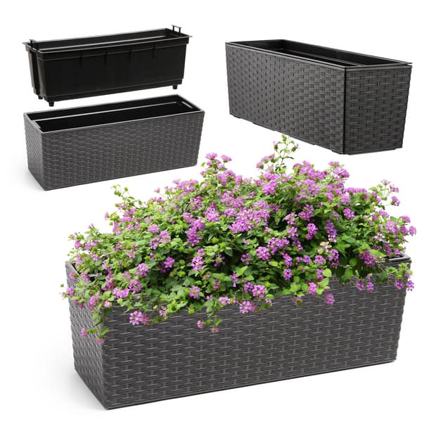 KADAX Blomkruka balkonglåda med insatsblomstativ för balustrad 19x56cm