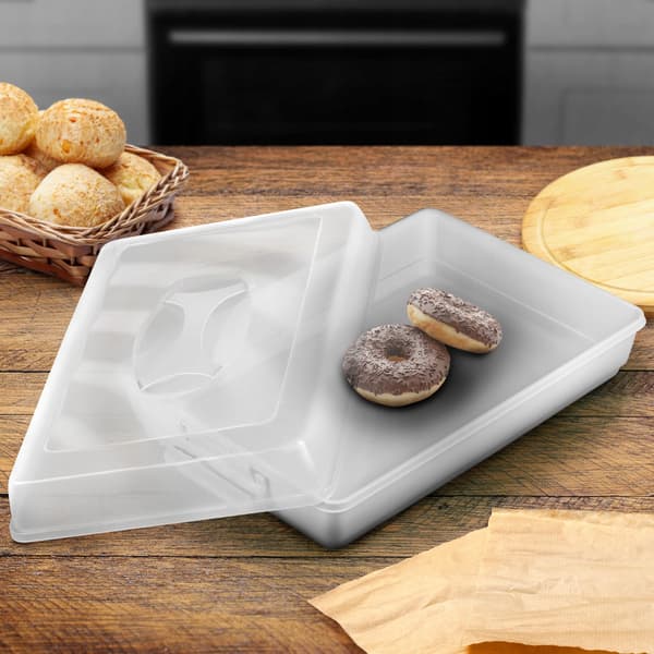 KADAX Rektangulär Plastbehållare för Kakor, Bakverk, Kakask, Stor