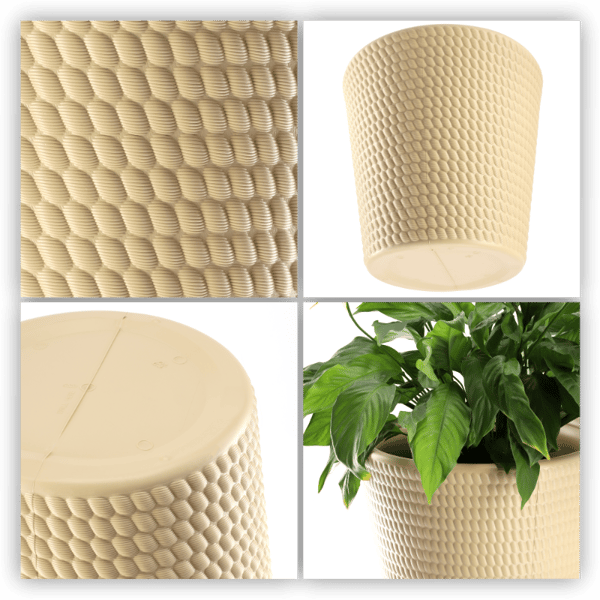 KADAX Urtepotte Plastik Rund 35 cm Beige