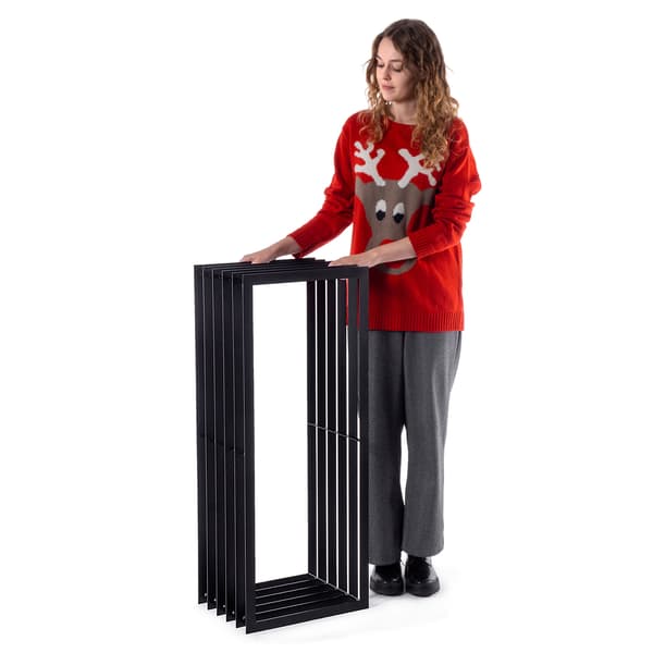 KADAX Polttopuuteline, metallikori, iso hylly, musta, 100 cm