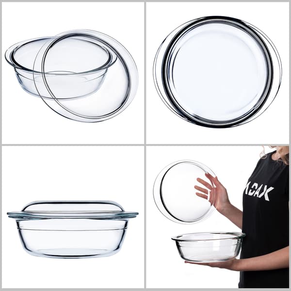 KADAX 2,2L liten rund ugnsform i glas med lock