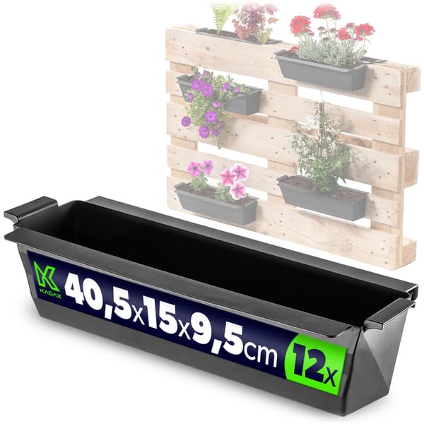 KADAX Blomkruka Blomkrukor för Europapallar Låda 40 cm Kruka 12 st