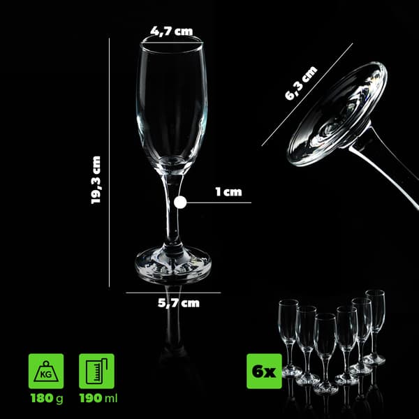 KADAX Champagne Prosecco Vinglas 190 ml Set med 6 glas