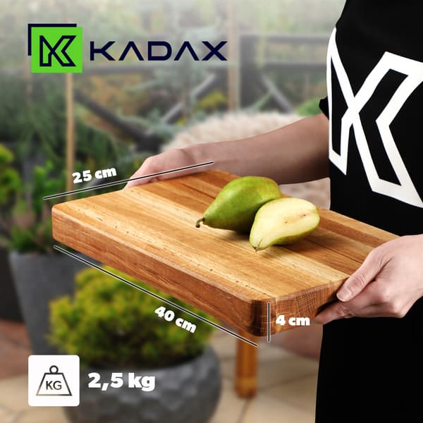 KADAX Træskærebræt til Køkken 40x25cm Til Servering Eg Stor Blok