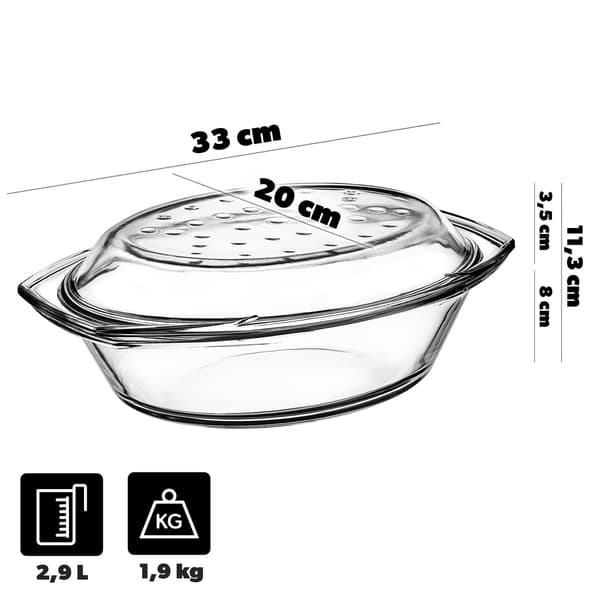 KADAX Oval Glasugnsform med Lock 2,9 L