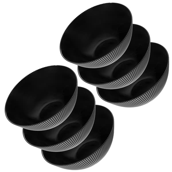 KADAX salatskål 20 cm glas til suppe, snacks, sort, rillet, sæt med 6