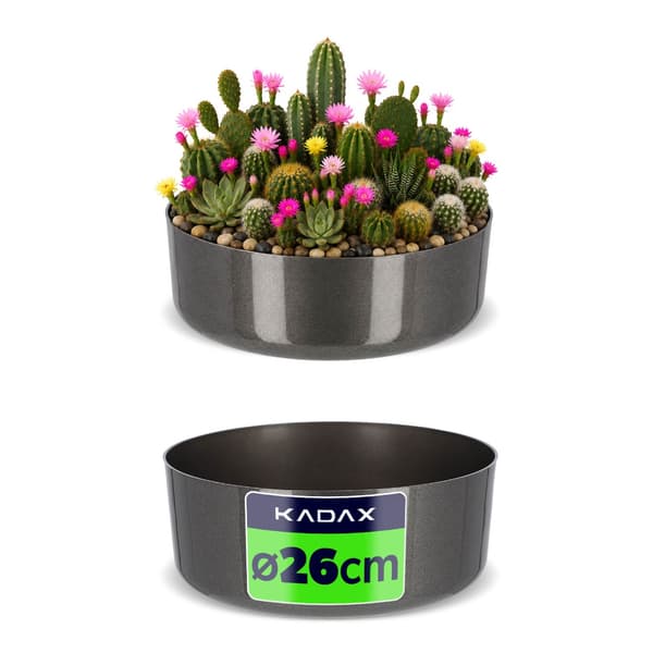 KADAX Urtepotte Urtepotte Blomsterdæksel Grafit Skål til Komposition Rund 26 cm