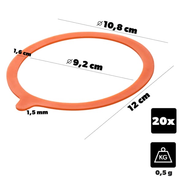KADAX Gummipakninger til krukker og dåser Pakninger til krukker og dåser 9,2 cm 20 stk