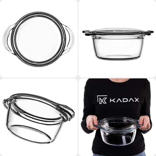 KADAX Liten ugnssäker form med lock 2,15 l rund glas