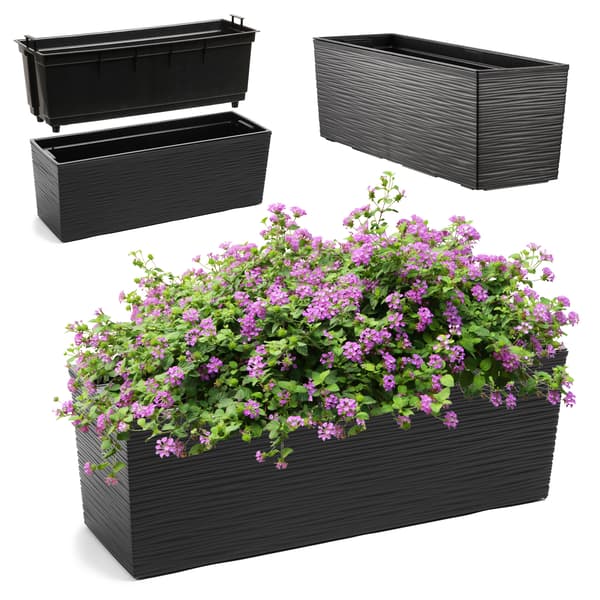 KADAX Blomkruka balkonglåda med insatsblomstativ för balustrad 19x56cm