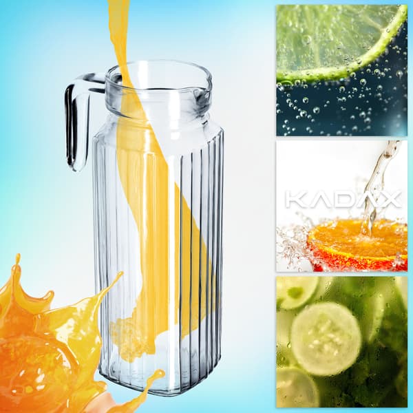 KADAX Glaskande til Drikkevarer, Vand, Juice, Glaskaraffel til Lemonade 1,1L