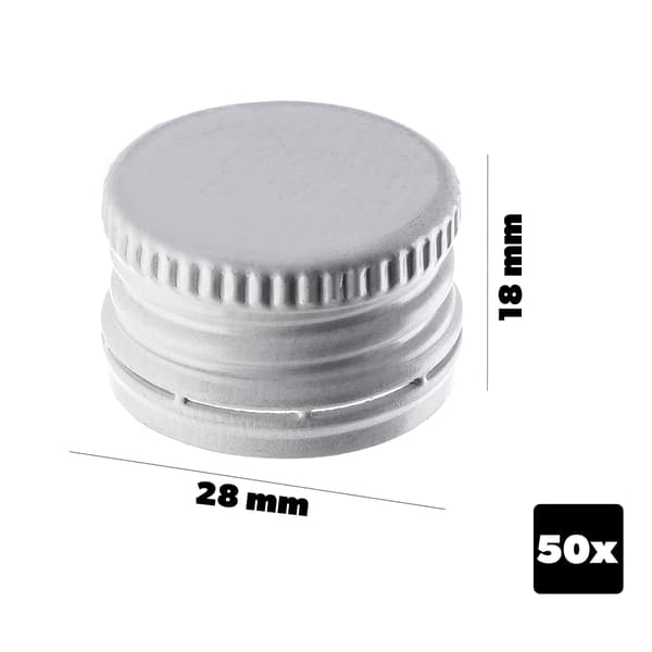 KADAX Pullonkorkit Fi28 Pullonkorkit Kierrekorkki 50 kpl Valkoiset Korkit