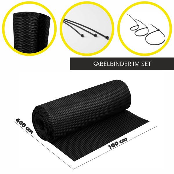 KADAX Technorattan altanoverdækning 1x4M sort måtte til altanterrassehegn premium